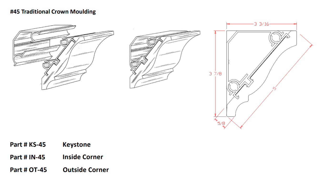 A drawing of the side corner and the front corner.